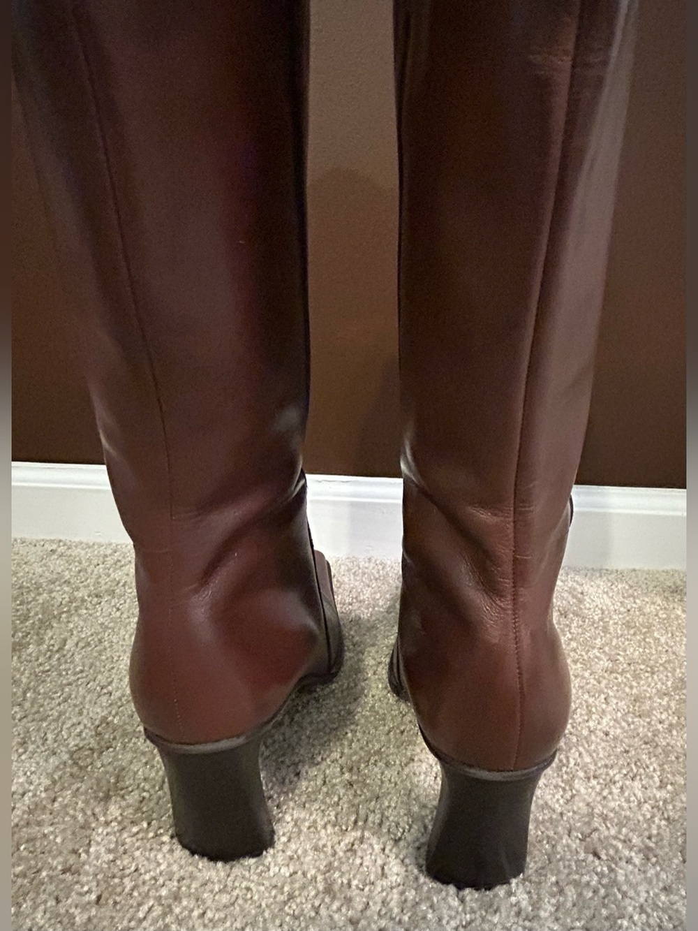 Hocus Pocus Brown Knee HIgh Square Toe Block Heel Boots NEW Size 8-1/2 M - Picture 8 of 10